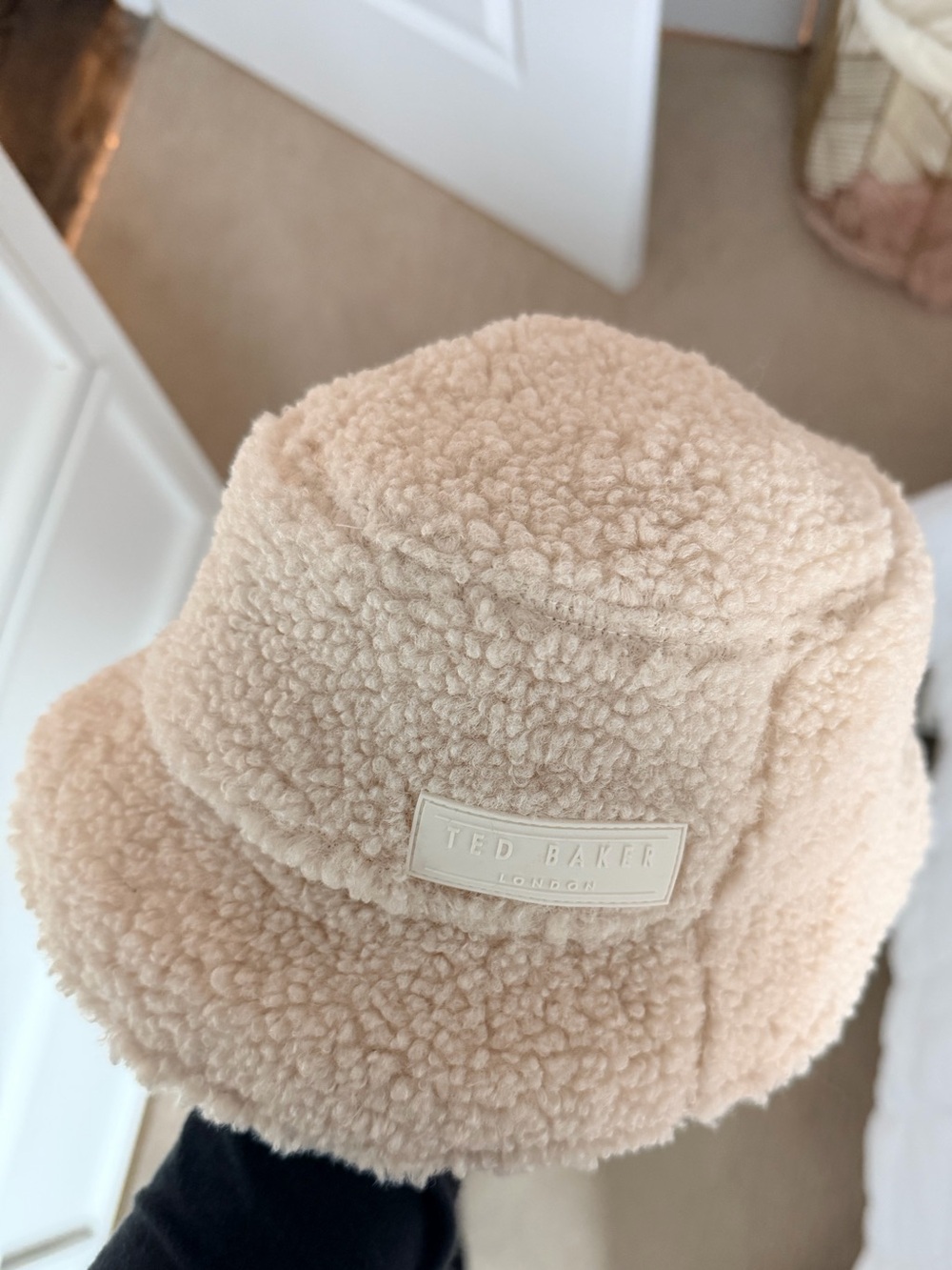 Ted Baker Plush Sherpa Bucket Hat in Beige Blush